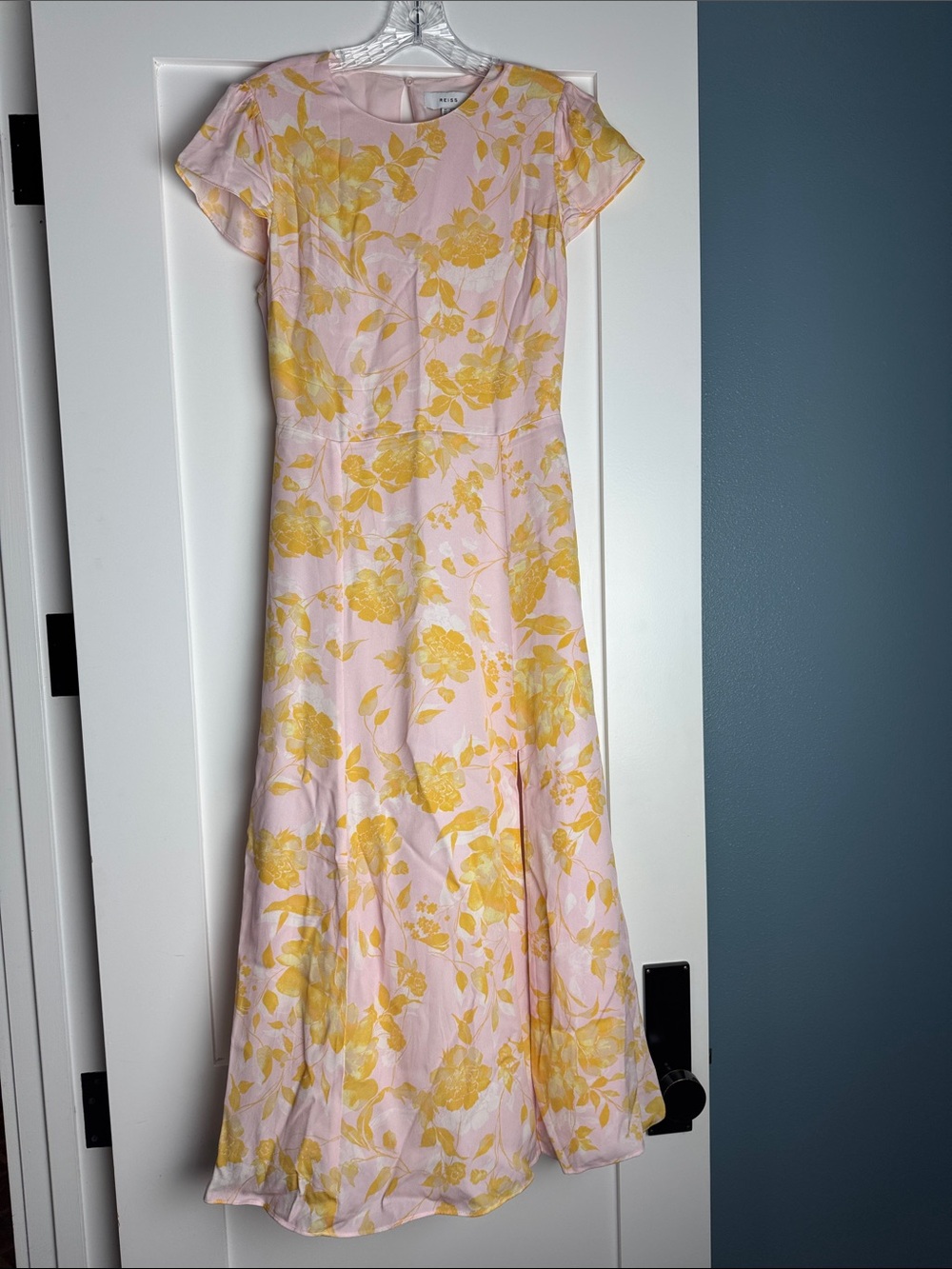 Reiss Pink and Yellow Floral Midi Dress